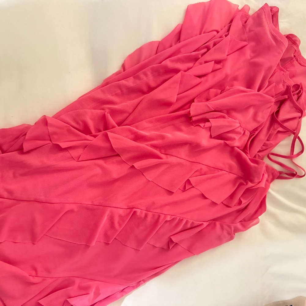 Pink skinny strap maxi dress